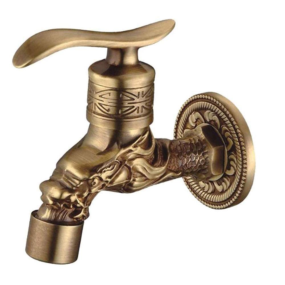 Grifo de Grifo de jardín Retro, Acabado de latón Antiguo, Montaje en Pared para baño, decoración de Lavadora, grifos de jardín al Aire Libre, Grifo de Agua, Grifo para Recipiente