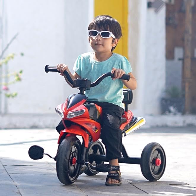eHomeKart FunRide R1 Kids Tricycle - Front Headlight and Musical - 2 Years to 5 Years - Trike for Indoor and Outdoor - Up to 30 Kgs - Made in India (Red)