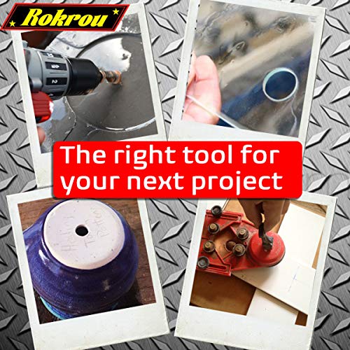 Rokrou Diamond Hole Saw Set 15 Pcs Tile Hole Saw Kit With Drill Guide From 6Mm-50Mm /1/4‘’- 2” For Ceramic,Glass,Porcelain,Marble #TOP5