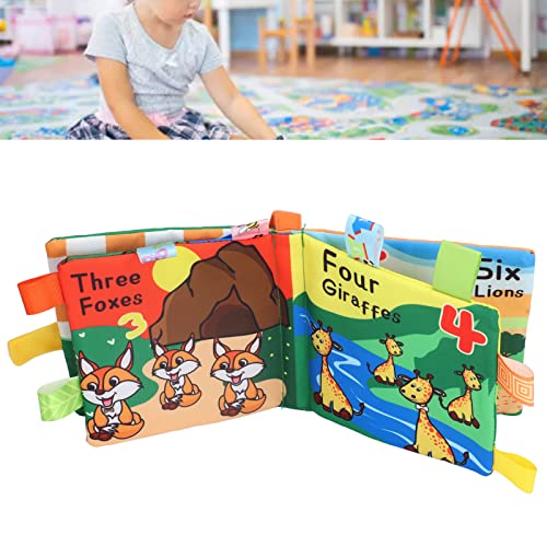 Livro de pano de animais de desenho animado, livro de pano material de pano lavável reutilizável par