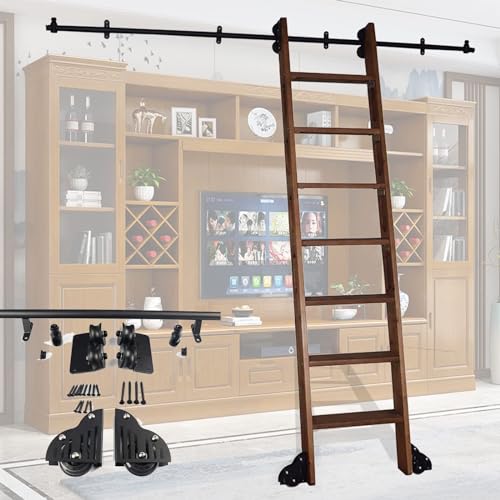 Kit de quincaillerie pour échelle coulissante de bibliothèque de 100 à 800 cm avec rail de suspension