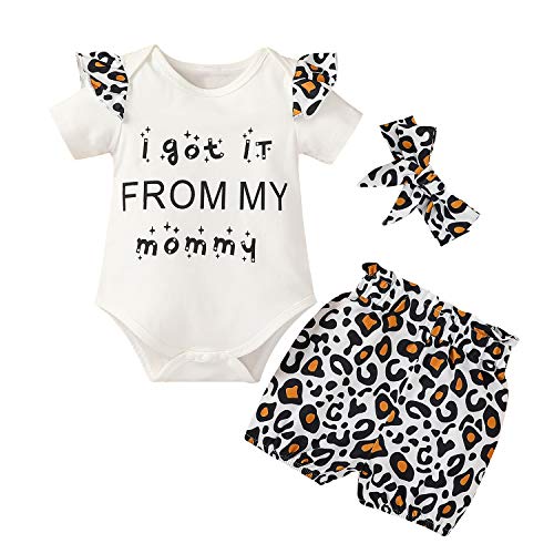 EQSJIU Baby Girl Clothes Months Summer Outfits 6-9 Months Infant I got it from My moma Mommy White Onesies Rompers Leopard Shorts Pants Sets