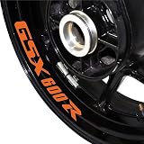 YLFDC Motorcycle Reflective Rim Wheel Decal Kit,Waterproof Tire Rim Stickers Decoration for SUZUKI GSX600R gsx 600r (Orange)