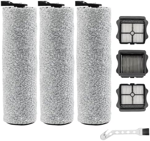 VacusMatrix iFloor 3/Floor One S3 Roller Brush Replacement Fit for Tineco,3 Brush Rollers and 3 HEPA Filters for Cordless Wet Dry Vacuum Cleaner, Vacuum Mop Replacement Parts Accessories