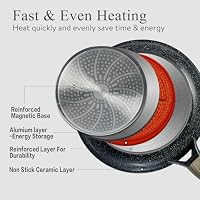 USELUCK Pots and Pans Set Non Stick Non-Toxic 22 Pcs Ceramic Cookware Sets Nonstick Kitchen Pot&Pan With Lid Black Granite Induction Compatible with Glass Lids Crepe Frying Pan PFOA/PFOS-Free — image 6