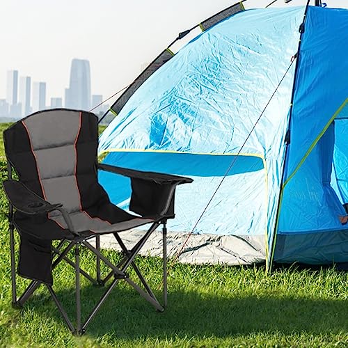High Point Sports Oversized Portable Camping Folding Chair, Heavy Duty Foldable Outdoor Chair, Camp Chair With Cup Holder And Cooler Bag Support 450 Lbs, Black #TOP2