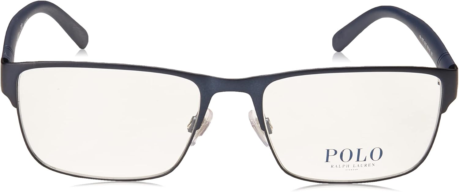 Polo Ralph Lauren Men's PH1175 Rectangular Prescription Eyewear Frames, Matte Navy Blue/Demo Lens, 56 mm image 2 of 5 B073V6VF8C