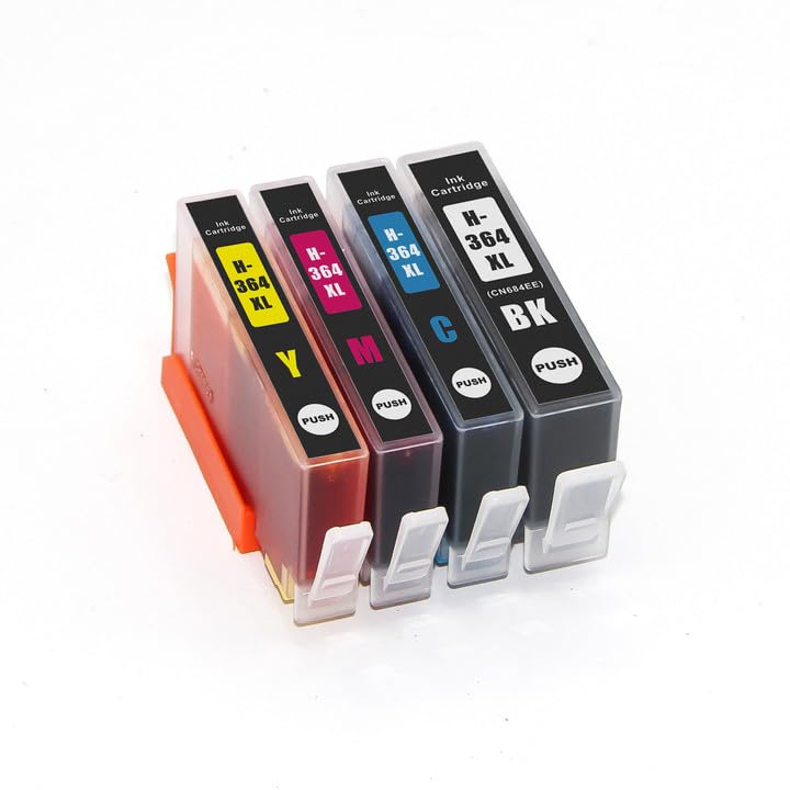 4x CHIPPED COMPATIBLE HP 364XL FULL SET COMBO PACK INK CARTRIDGES HP364. LATEST 2014 CHIP AND SHOW INK LEVELS. OFFICEJET 4610, 4620, 4622 PHOTOSMART B8553, B8558, C5324, C5370, C5373, C5380, C5383, C5388, C5390, C5393, C6300, C6324, C6340, C6350, C6380, C6383, D5445, D5460, D5463, D5468, D7560, B109, B110a, B111, B209, B210, B211, C309, C310, C410 5510e, 5515e, 5520, 5524, 6510, 6520, 7510, 7520 ALL IN ONE, PLUS OTHERS. 1X BLACK 24ml, 1X CYAN MAGENTA & YELLOW 15ml EACH, [Importado de UK]