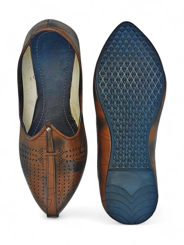 Image of Arrow Men's Ethnic Mojari Premium Handmade Traditional Footwear Laser Cuts