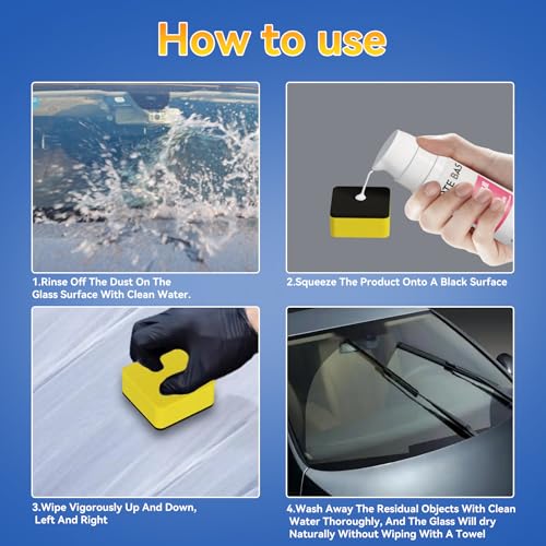 AOTE-BAS Windshield Cleaner Oll Film Remover & Rain Repellent for Car- Abrasive Glass Cleaner Remove- Oily Stains & Remains of Other Coatings