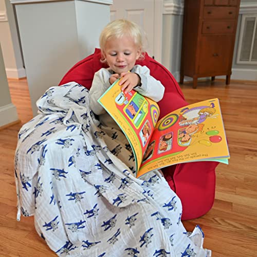 Lollybanks Swaddle Blanket | 100% Muslin Cotton | Newborn And Baby Nursery Essentials For Boys, Registry | Airplane Print #TOP2