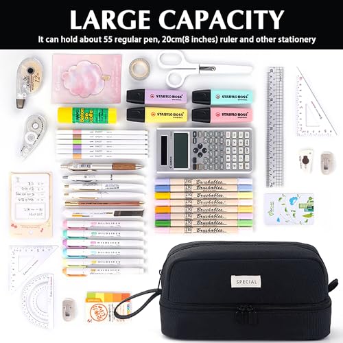 Image of MAMUNU Pencil Case Large Capacity, Pencil Case Aesthetic, Pencil Case Pen Pouch with Zipper Compartments Portable Handle, Pencil Pouch for School Office College Teen Girls Boys Adults Students