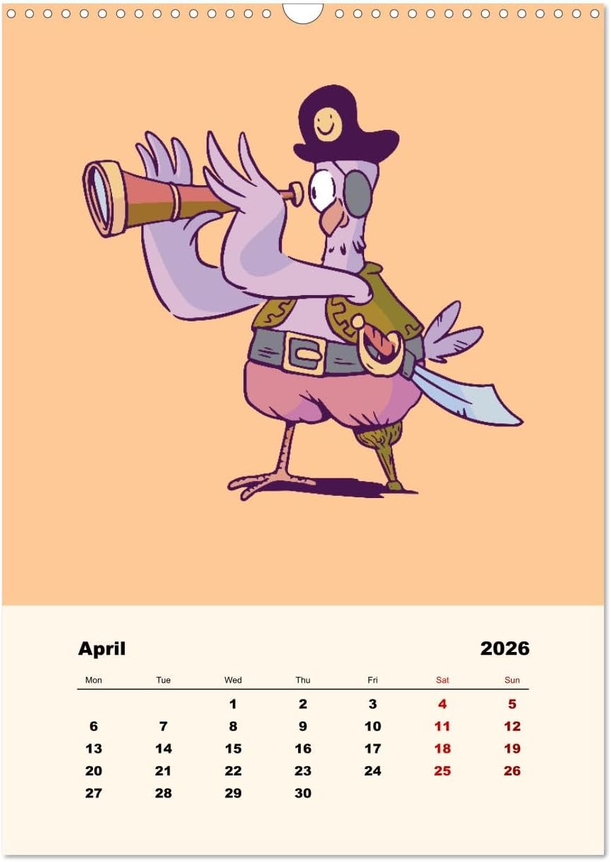 Animal pirates, US-Version (Wall Calendar 2026 DIN A3 Portrait), CALVENDO 12 Month Wall Calendar