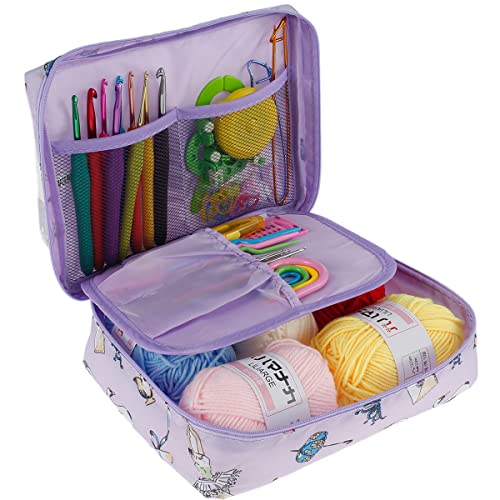 Image of 59 Pcs Crochet Hooks Kit for Beginners Adults, Knitting Starter Kit for Adults Ergonomic Crochet Soft Grip Handle Crochet Tools, DIY Weave Yarn Kits with Carry Bag , Travel Knitting Crochet Supplies