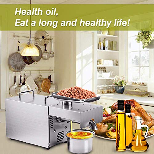 YUNSHINE Household Oil Press Machine Automatic Stainless Steel Small Hot and Cold Squeeze Electric Intelligent Oil Press for Nut Peanut Sunflower Seed and Other Oil Crops (220V)