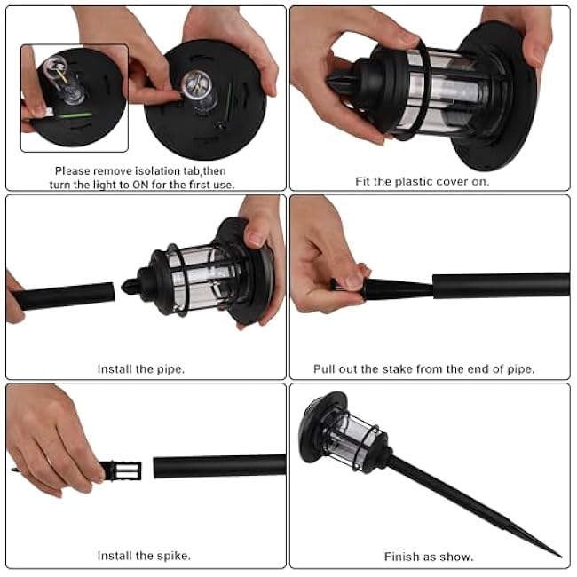 Dynaming 6 Pack Dual Use Solar Path Lights Outdoor, Hanging Lantern Solar Garden Lights with Edison Bulb, Landscape Lighting, Waterproof & Auto On/Off for Patio Pathway Walkway Driveway, Warm White