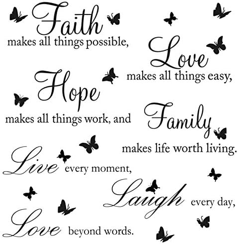 2 Pcs Live Wall Stickers for Bedroom Women Living Room Decor Love Laugh Wall Decals for Girls Bathroom Sayings Positive Quotes Stickers Vinyl Inspirational Word Decals Butterfly Wall Art for Home