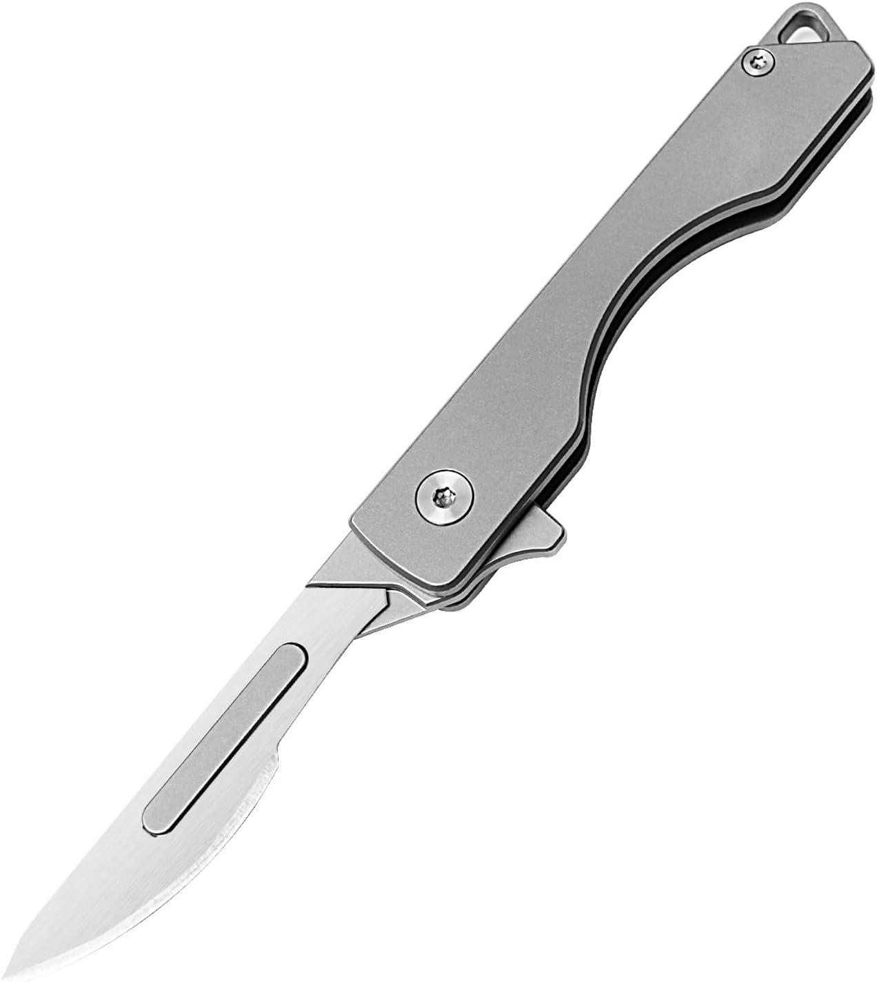 T319 Small Mini Flipper Pocket Scalpel Skinning Knife, 3.19 inch TC4 Titanium Handle, 10pcs #24 Blades, EDC Knives for Box Cutter Letter Package Opening