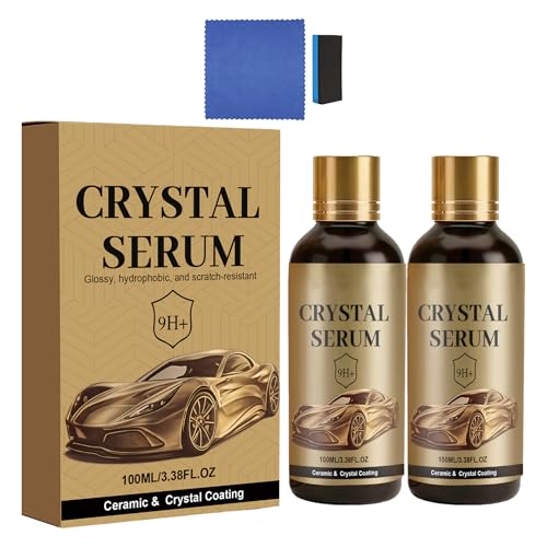 Crystal Serum Ceramic Coating Kit for Cars, 9H Graphene Nano Coating, High Gloss Shine & Hydrophobic Protection, Scratch-Resistant Paint Coating, Quick & Easy DIY Application (2set)