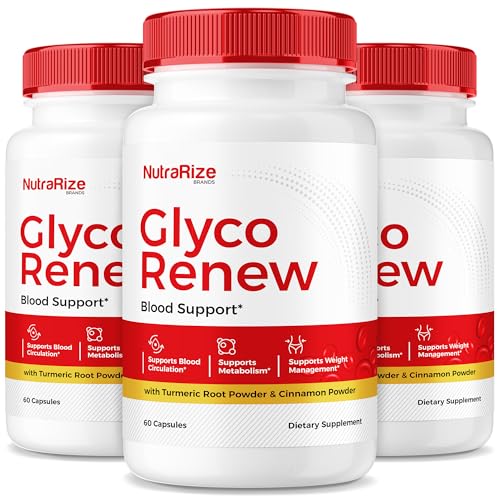 NutraRize (Pack of 3 Glyco Renew Pills, All Natural Blood Support Formula, Maximum Strength Supplement to Maintain Stable Levels, Your Journey Towards Health, Official Reviews (180 Capsules)