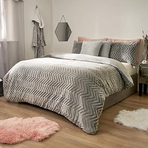 Sienna Silver Grey Herringbone Duvet Cover Set Cover