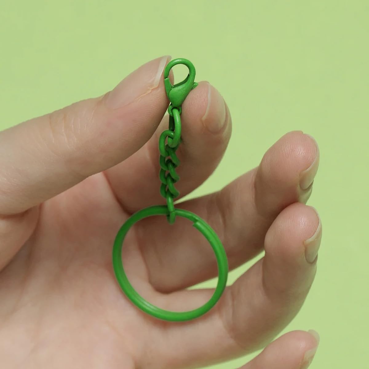 0.8" Metal Split Keychain Keychain, 10PCS Lobster Claw Clasp Round Jump Ring Link Chain Connector for DIY Clothing Bag Jewelry Pendant, Green image 4