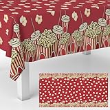 GZBJMYGS Popcorn Tablecloth Decorations Plastic Popcorn Carnival Theme Table Cover Decorations for Carnival Party, Circus Themed, Movie Night Birthday Party Picnic Dinner Supplies 53' x 104'