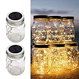 Wasserdichtes Design: Der Maurer-Deckel inklusive wasserdichter Dichtung für eine bessere Wasserdichtigkeit .Geteilte Ausführung, abnehmbare, austauschbare Teile lässt keine Feuchtigkeit durch die Sonnenkollektoren und O-Form-Dichtung Ring wird nicht zulassen , dass Feuchtigkeit in solarlampen für außen garten deko einmachgläser klein.