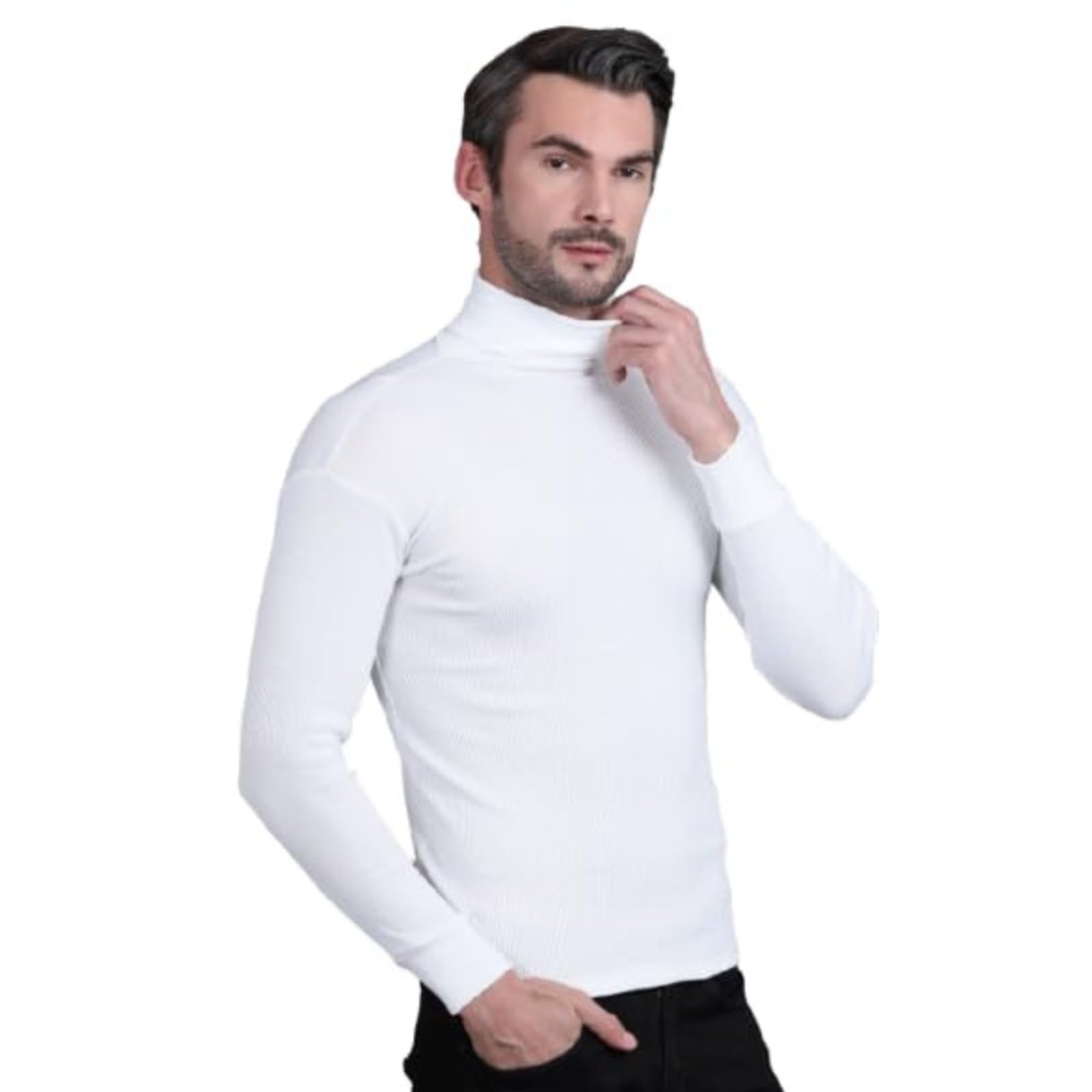 garima knitwear The high Neck, Whether It's a Classic Turtleneck or a Modern Mock Neck, is a Powerful Piece in Any Man's Wardrobe. It Offers an Effortless Blend of Comfort and Sophistication.-picture-26