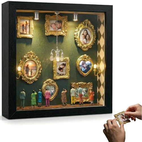 YXESO DIY Mini Museum Silhouette Box for Gifts 8.74 x 1.77 in Black