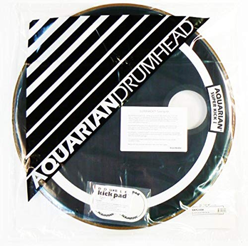 Aquarian Drumheads SKP24BK Super-Kick 1 Prepack 24-inch Bass Drum Head, gloss black