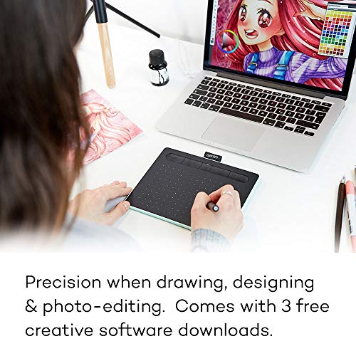 Image of Wacom Intuos Graphics Drawing Tablet with 3 Bonus Software Included, 7.9 inchx 6.3 inch, Black (CTL4100) & ACK20001 Standard Nibs