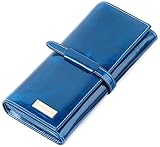 Borgasets Women's Genuine Leather Wallet Organizer Trifold Purse With ID Holder
