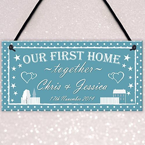 RED OCEAN Personalised First Home Together Housewarming Hanging Plaque Friend Family Couple Gift Sign