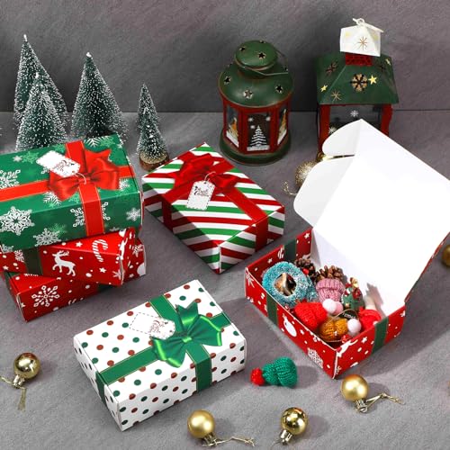 Tenceur 60 Pcs Christmas Gift Box with Lid Christmas Shipping Boxes Cardboard Xmas Holiday Boxes for Cookie Chocolate Dessert Small Business Packaging Mailing Mailers Home Supplies, 6 x 4 x 2 Inches - Image 4