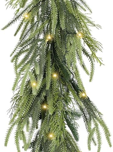 Amazon.com: Christmas Pine Garland with Lights for Mantle - EXKRAEFT ...