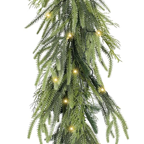 EXKRAEFT 9FT Artificial Norfolk Pine Garland Realistic Christmas Garland Real Touch Garland for Stairs