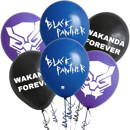 Amscan 112845 Black Panther Wakanda Forever Lot de 6 ballons en latex Multicolore