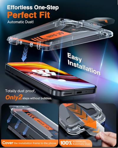 Image of LK TOP 9H+ Glass Google Pixel 10 Pro XL Screen Protector [1-Click Install] Auto-Dusting 0 Bubble, Pixel 10 Pro XL Tempered Glass [0.1s Fingerprint Unlock] Full Coverage HD Ultra,2 Pack