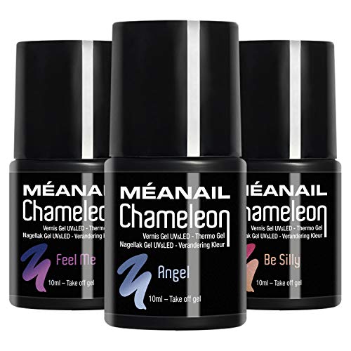 MEANAIL Smalto Semipermanente  Smalto Termico Cambia Colore UV Gel  3 Colori : Rosa, Blu e Viola  Gel Polish Semi Permanente 10 ml  Norme CE Europee