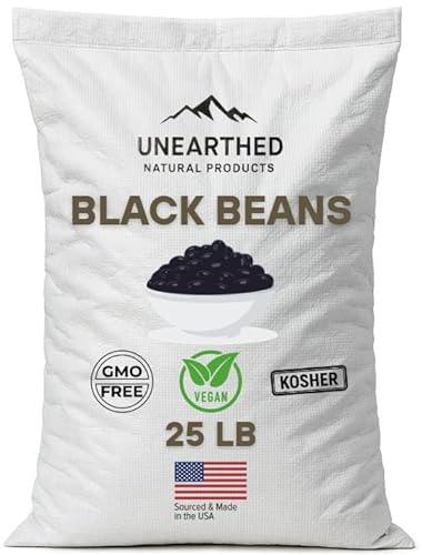 Unearthed Black Beans 25 lbs – Non-GMO, Kosher, Gluten-Free, Vegetarian-Friendly