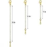 Vista 3 de Extensores de collar de oro, cadena extensora chapada en oro de 14 quilates, extensores de cadena para collares, pulseras, cadenas de extensión