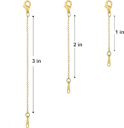 Miniatura 3 de Extensores de collar de oro, cadena extensora chapada en oro de 14 quilates, extensores de cadena para collares, pulseras, cadenas de extensión de