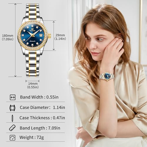 Image of OLEVS Watch Women Two Tone Watches for Women with Date Dress Womens Watches for Small Wrists Luxury Easy Read Women's Watch Waterproof Blue /Black /Gold /Silver Dial Reloj para Mujer