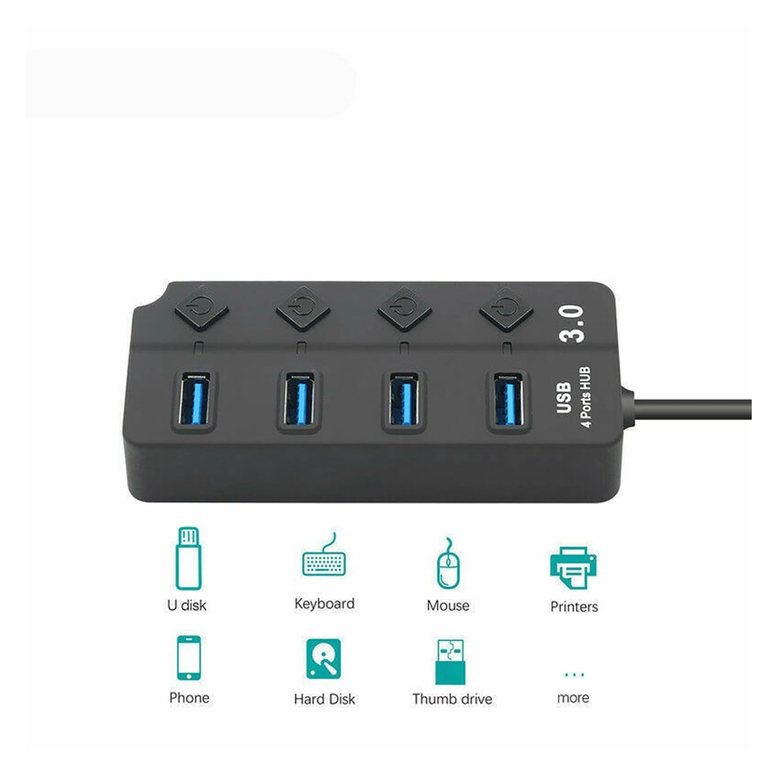 7/4-portowy Koncentrator USB 3.0 Z Wieloma Rozdzielaczami I Ładowarką Zasilacz Wiele Koncentratorów Ekspanderów Przełącznikiem Do Laptopa Technologia Szybkiego Bezpiecznego ładowania(A)