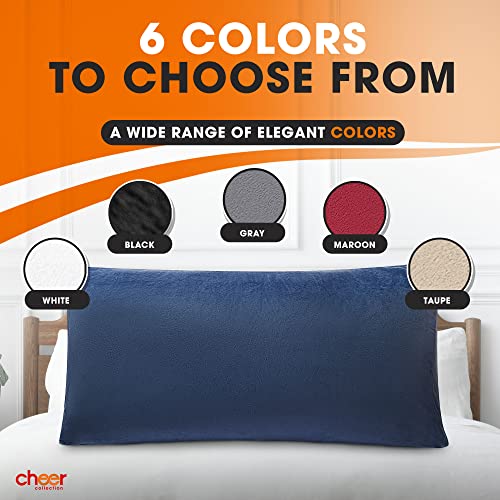 Cheer Collection Wedge Pillow For Sleeping, Headboard Pillow For Reading, And Watching With Soft Velour Cover - Long Bolster Pillow For Back Support, 36" X 12" X 18", Navy Blue #TOP4
