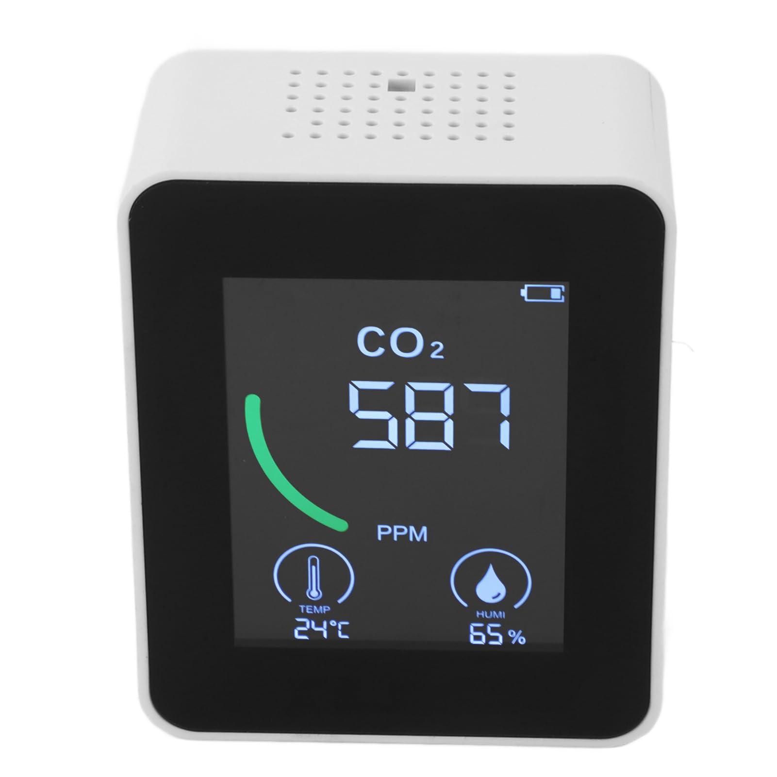 Changor Medidor de Calidad del Aire, Monitor Compacto NDIR CO2, Probador de Temperatura y Humedad para el Hogar, Oficina, Coche, Escuela ABS