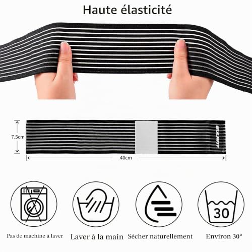 EULANT Lot de 2 Bandages de Compression élastiques 40cm(15.7inch) - Bandage de Main Réglable - Sangle de Cheville pour Enfant - Soutien du Poignet – vue 4