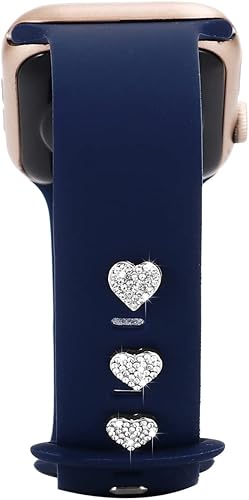 Miniatura 1 de 3 piezas de clavos decorativos de metal brillante compatibles con Apple Watch Band 45444241401.496 in bandas de silicona para mujeres iWatch Series