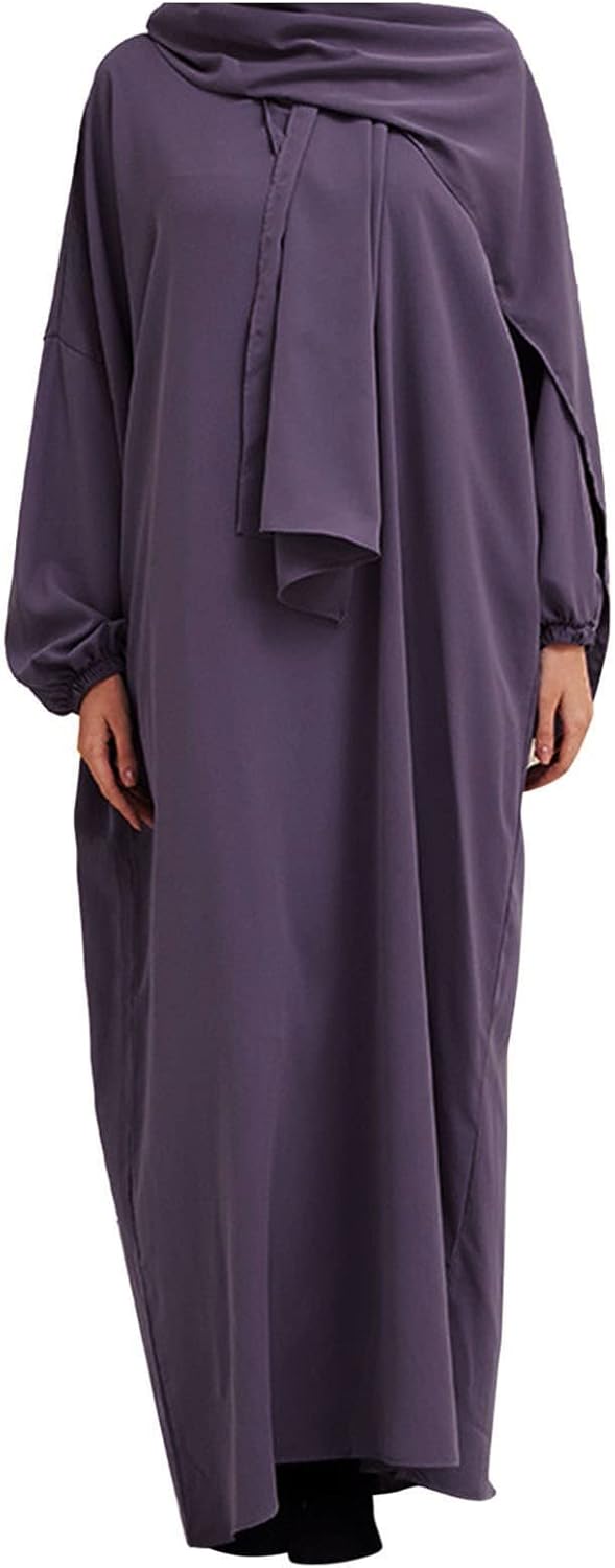 Kaftan Dresses for Women Traditional Long Maxi Robe Abaya Eid Dress with Hijab Long Sleeve Ethnic Muslim Clothes